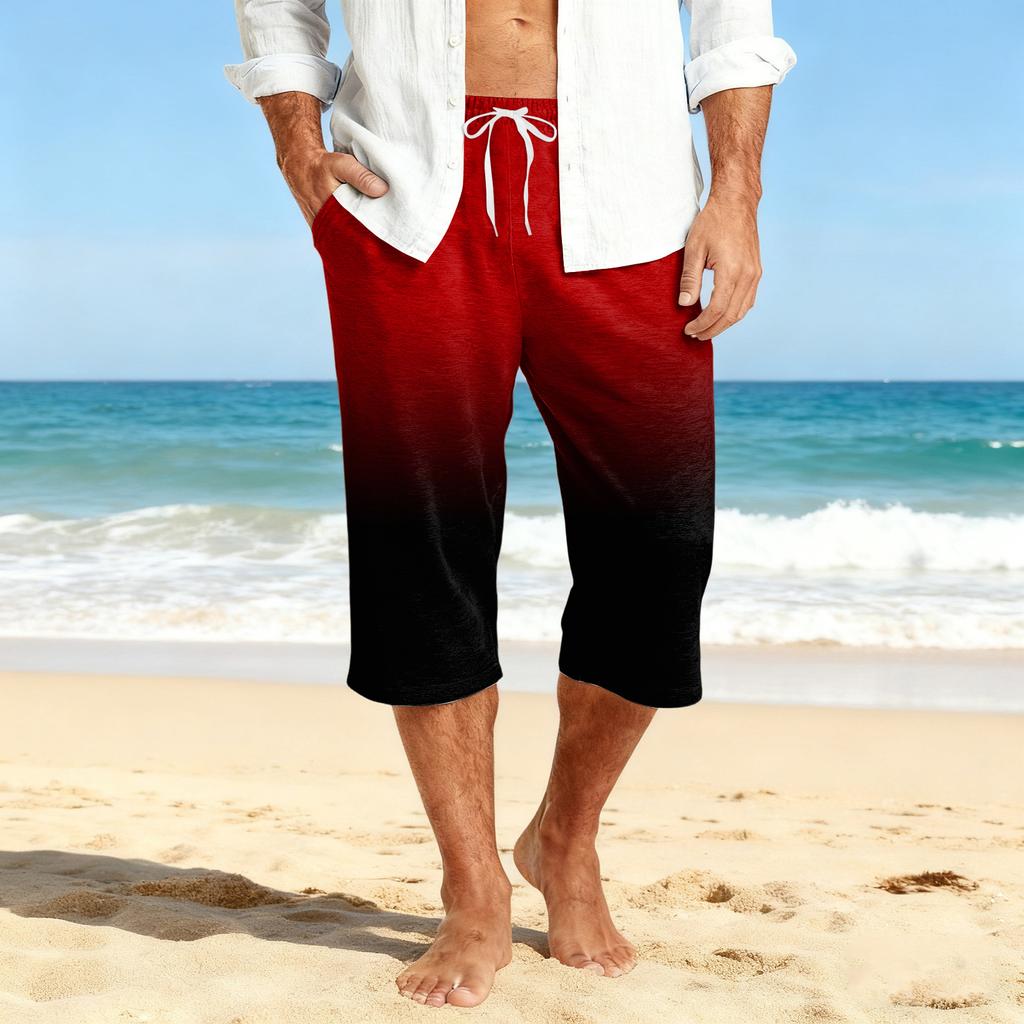 Men's Casual Drawstring Cropped Shorts