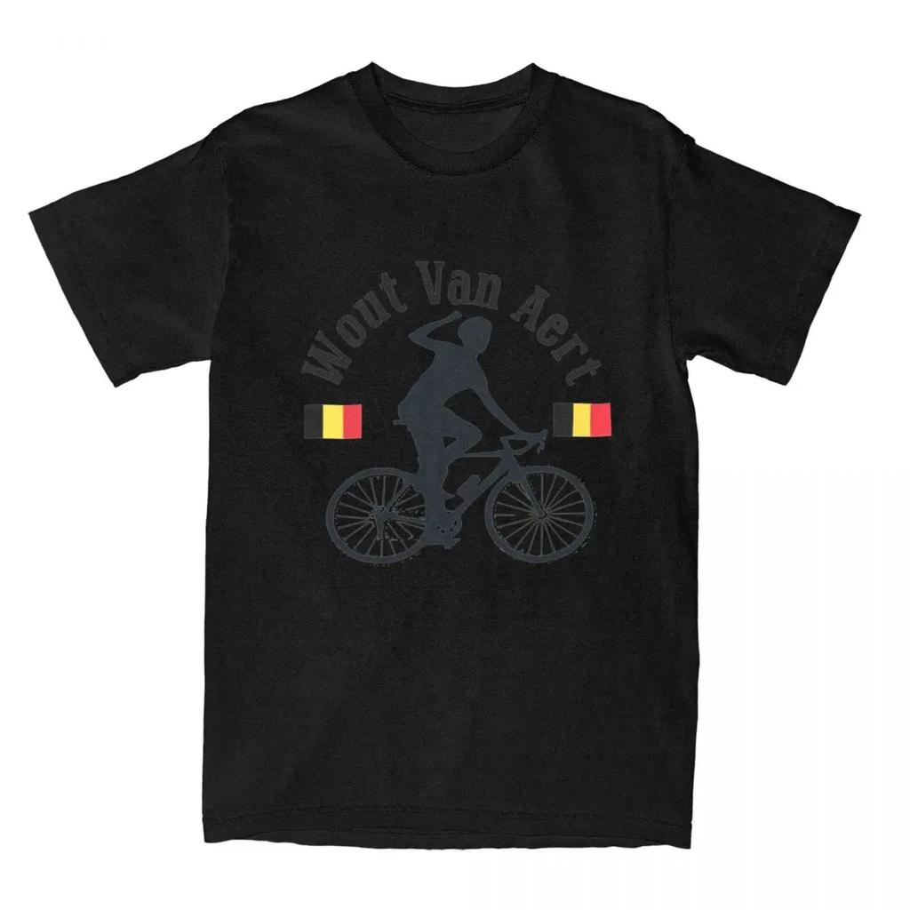 Hipster Wout Van Aert Cycling Logo T-Shirts Men Women's Crewneck Pure Cotton Belgium Flag Short Sleeve Tee Shirt
