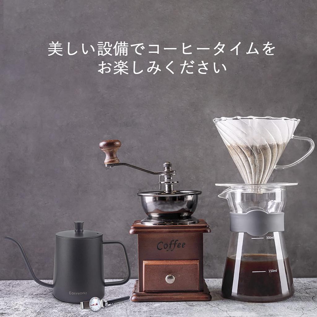 Easyworkz Gooseneck Kettle 600ml Stainless Steel Coffee Pot Hand Drip Tea Pot [Black]