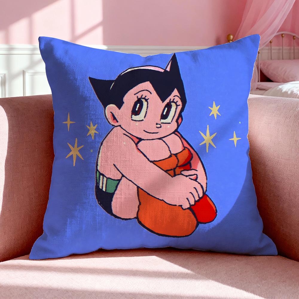 Cartoon AAstro Boy Cushion Cover Breathable Linen Pillowcase Summer Odorless EcoFriendly Invisible Zipper Washable