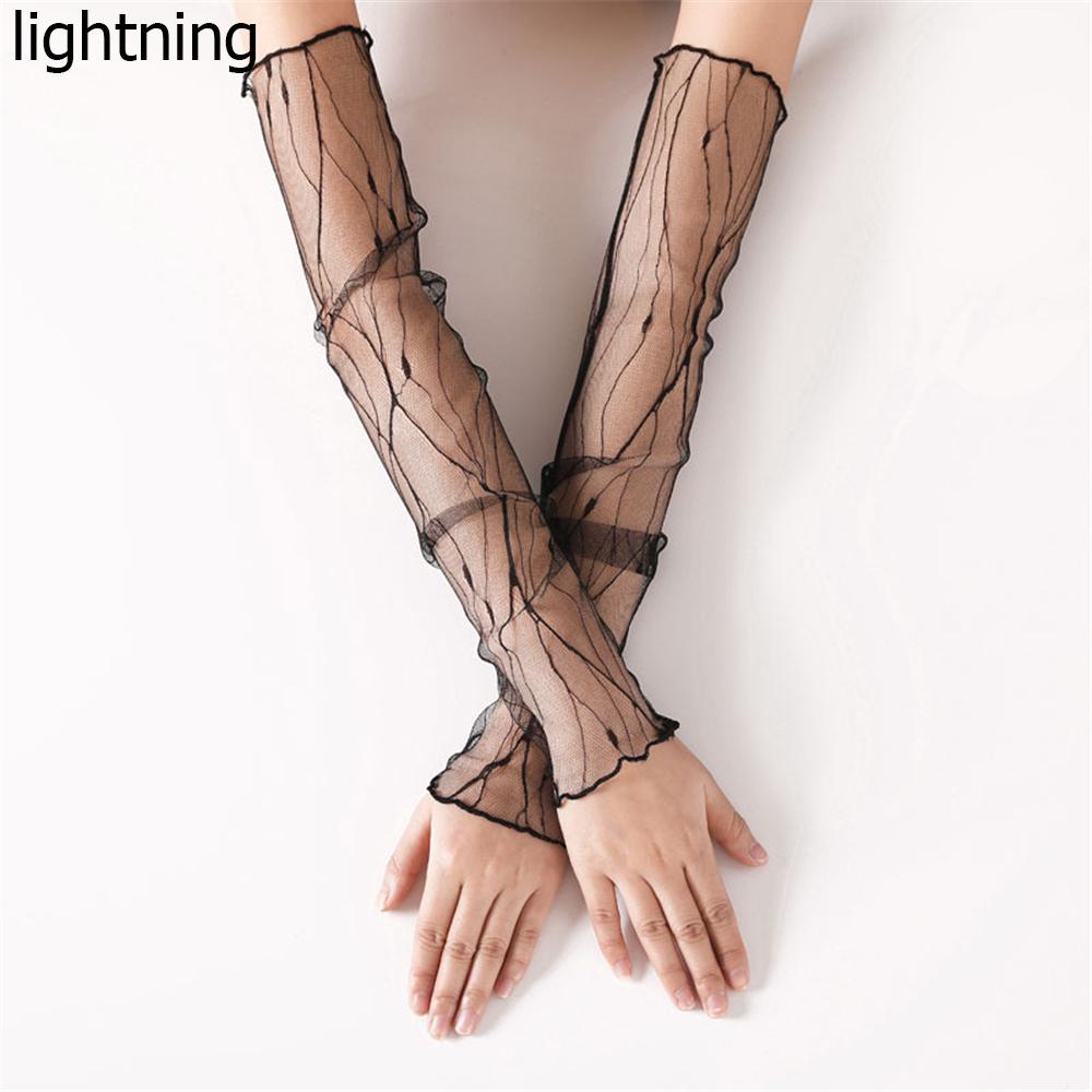 Дышащие тонкие сетчатые кружевные перчатки с защитой от УФ-лучей, перчатки для вождения, рукава для защиты от солнца, солнцезащитные с длинным рукавом