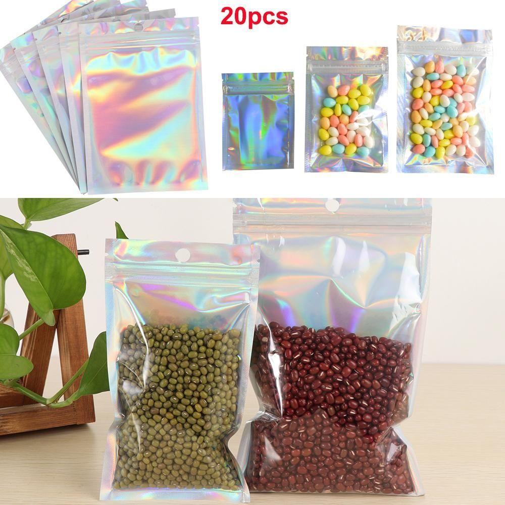 20 Pcs Pack Aluminum Foil Self Seal Storage Reclosable Pouches Zipper Packaging Bag
