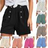 Женские льняные шорты, летние пляжные повседневные удобные шорты с эластичной резинкой на талии, легкие шорты с карманами, повседневные шорты