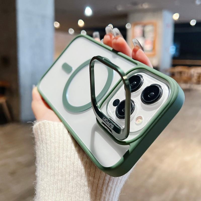 Для Magsafe Stand Glass Lens Protector Case для iPhone 16 15 14 13 11 12 Pro Max 16 Plus Роскошная магнитная противоударная задняя крышка