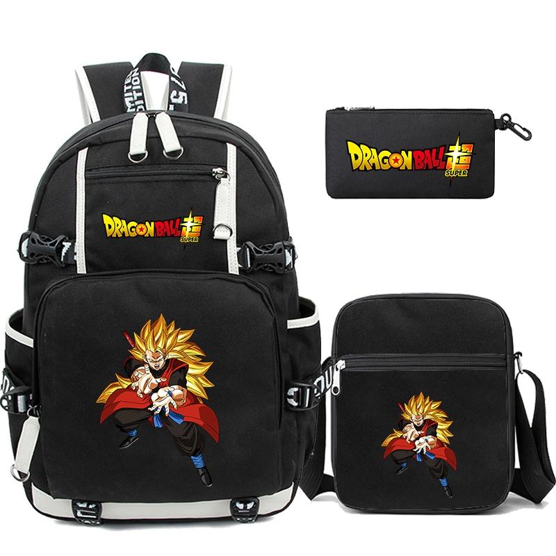 3Pcs/set Anime Dragon Ball Laptop Backpack Unisex Bagpack with Lunch Handbag for Girl Boy Teenager Schoolbag Men Women Leisure Bag Rucksack Mochila