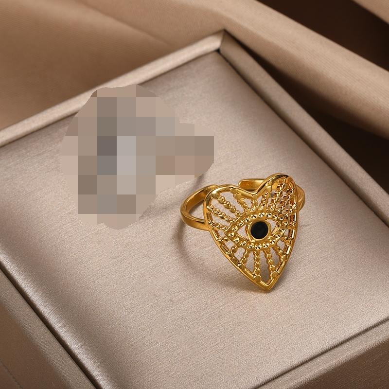 Турецкие кольца с глазом от сглаза для женщин из нержавеющей стали золотого цвета, регулируемое кольцо, эстетические украшения с сердечком любви, подарок anillos mujer