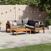 4 Piece Garden Sofa Set with Cushions Solid Acacia Wood