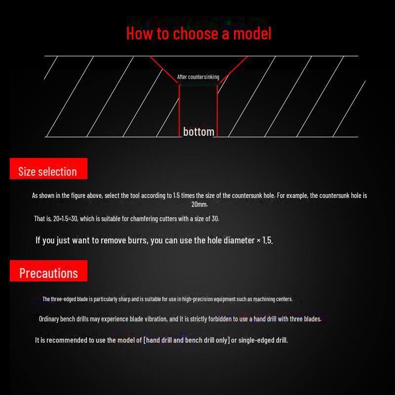 Black Hexagonal Handle 90° Woodworking Chamfering Tool Set - 3 Titanium-plated, 5-blade Hole Expansion Pieces