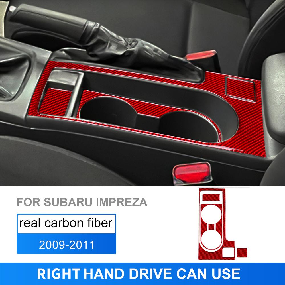 Real Soft Carbon Fiber Sticker For compatible vehicle Impreza 2009 2010 2011 Car Central Control Water Cup Holder Interior LHD RHD Trim.