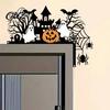 Hollow Silhouette Wall Accents Halloween Door Topper with Castle Ghost Pumpkin Spider and Bat Silhouette, 2D Flat Seasonal Home Furnishings
