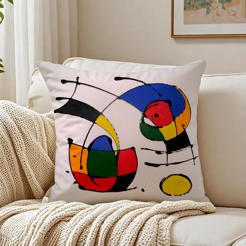 JJoan MMiro Abstract Art Painting Cushion Cover Linen Pillowcase Soft  for Sofa Bed Home Room Decor