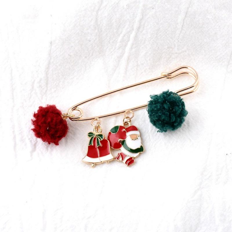 Christmas Series Jewelry Santa Claus Elk Tree Snowflake Snowman Hat Glove Bell Brooch