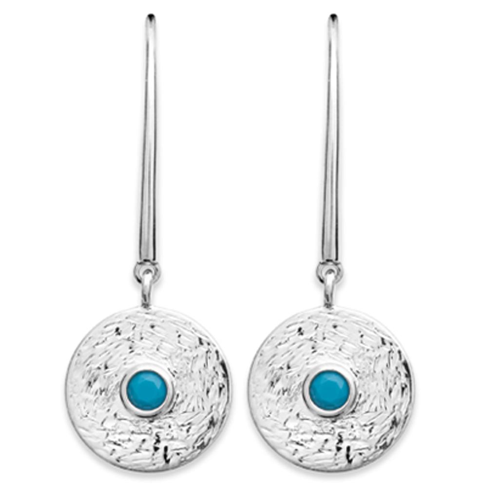 Les Trésors De Lily [Q6628] - Silver Turquoise 'Cléopatra' Silver Earrings (rhodium-plated) - 12x12 Mm