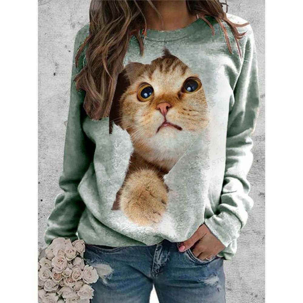 Забавные кошачьи толстовки с принтом животных и уток 3D для женщин, осенняя новая уличная одежда с капюшоном с круглым вырезом, пуловеры 2000 года, топы Harajuku для женщин