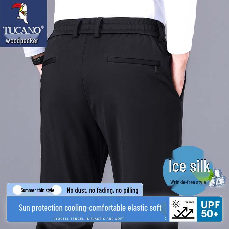 TUCANO Men's Spring Summer Thin Elastic Knit Casual Pants