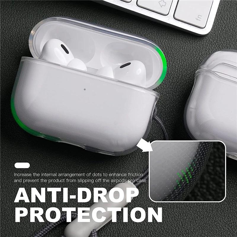 Yellow Clear Soft TPU Earphone Case with Strap for Airpods Pro 2 3 Pro3 Pro2 Air Pods 4 3 1 3rd Gen Transparent Cover
