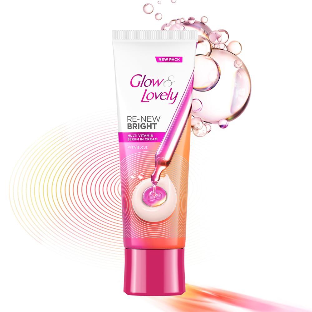 Сыворотка в креме Glow and Lovely Renew Bright с Мультивитаминами | Витамины B, C и E | Обновляет клетки кожи | Сияющая и здоровая кожа | 80 г