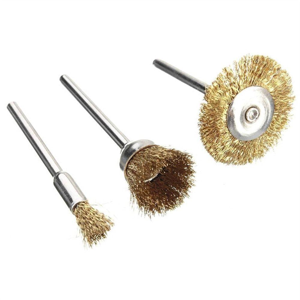 15Pcs/set Mini Grinding Accessories Wire Wheel Brushes T-shaped Brush Grinder Rotary Polishing Tools