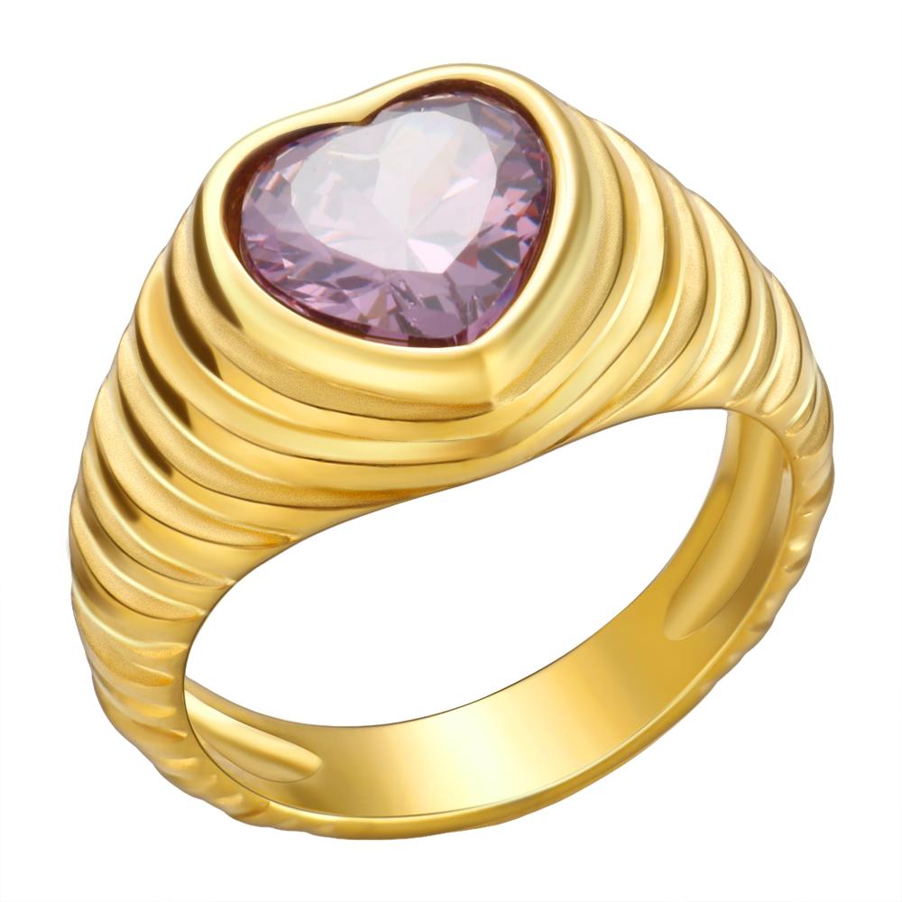 Роскошное кольцо с сердечком из нержавеющей стали 316 для женщин, высококачественные кольца с персиковым сердечком и цирконием, кольца на палец, ювелирные изделия