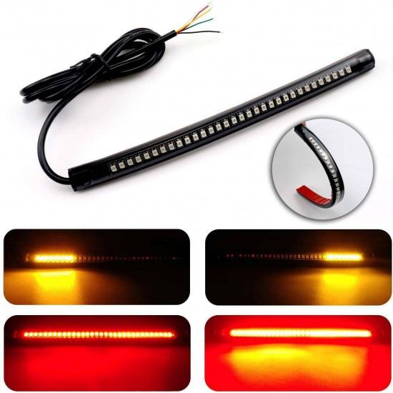 2pcs Universal 48 LEDs Motorcycle Soft Rubber Light Bar Strip Tail Brake Stop Turn Signal Lights License Plate