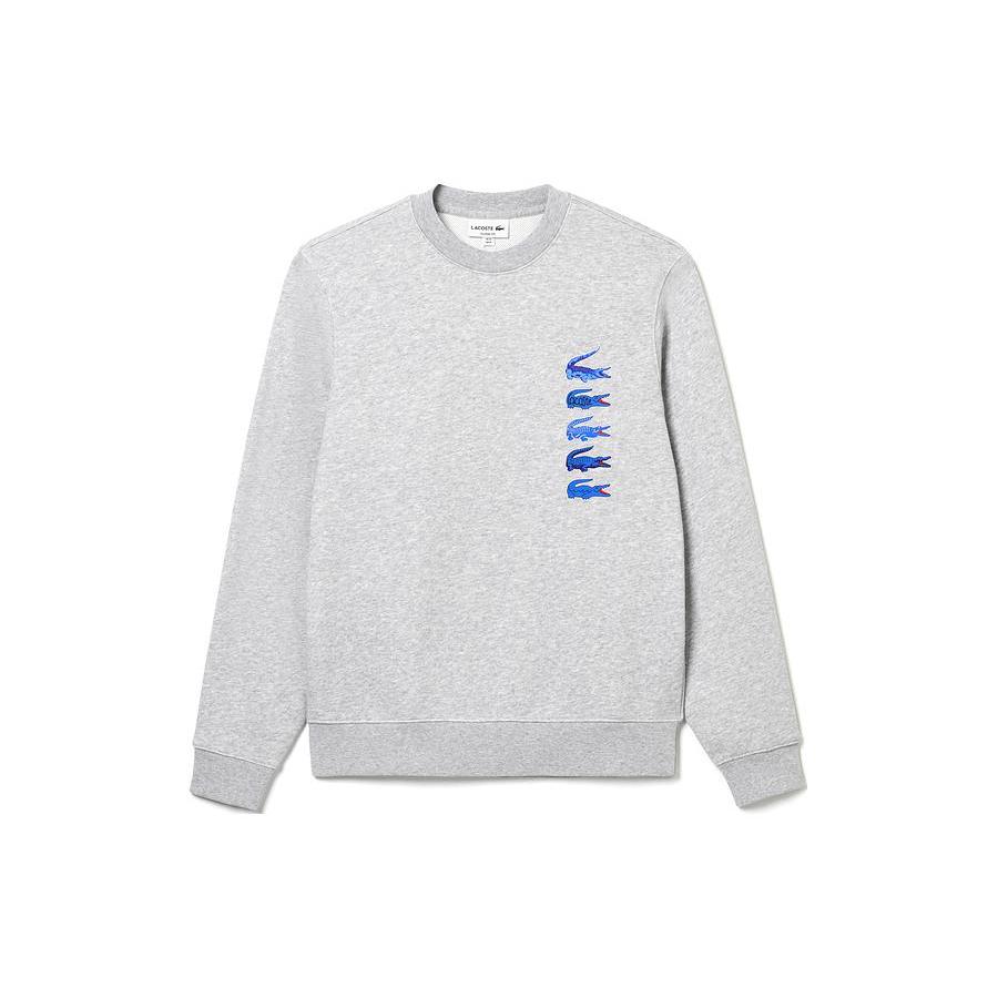 LACOSTE Sweatshirts Men's Silver Gray Crew Neck Moderate Other SH3581-CCA