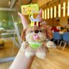 Dog Rolled Dachshund Tongue Bee Design Cute Plush Pendant Keyring Decoration