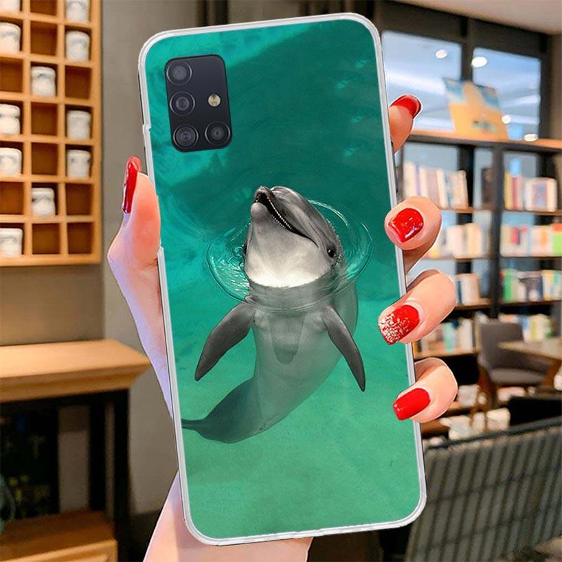 Ocean Animal Cute Dolphin Cover Phone Case For Samsung Galaxy A12 A22 A32 A52 A72 A02S Phone Case Note 20 Ultra 10 S10 Plus A51