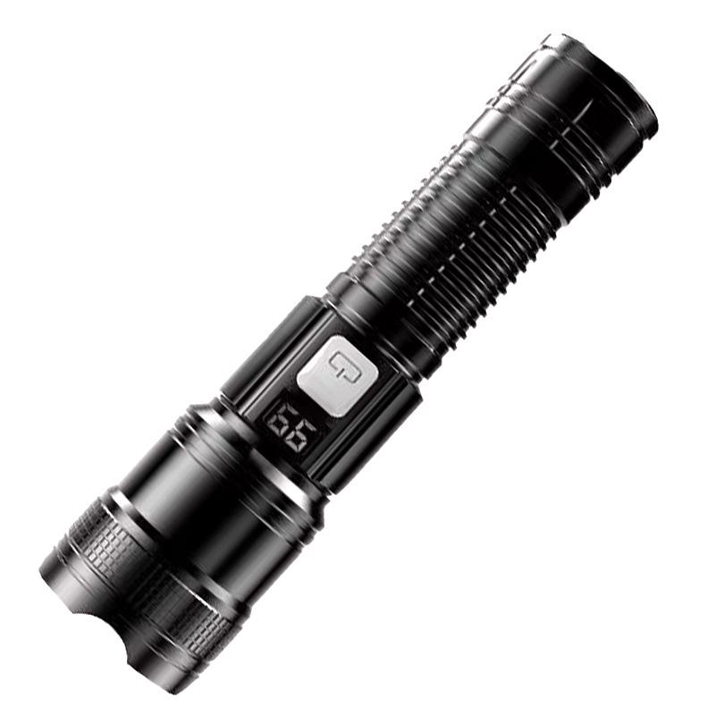 Rechargeable High-Power Zoom Flashlight with Digital Display