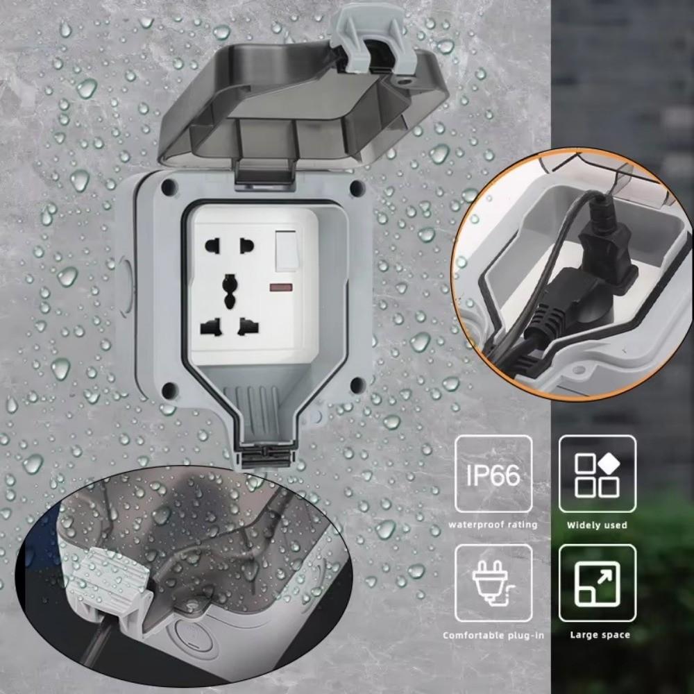 Dust Proof Electrical Outlet UK Plug Outdoor Switched Power Socket Outside Installation
