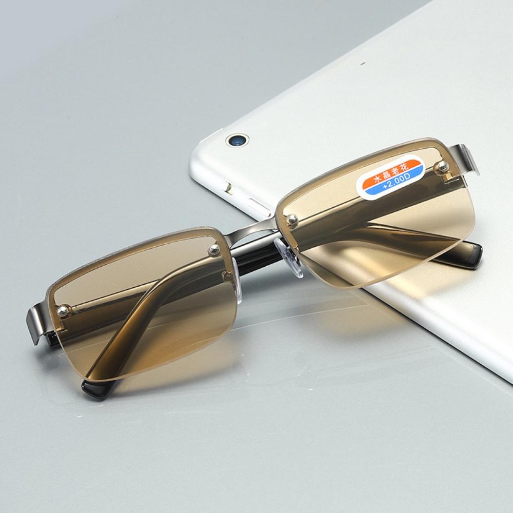 Classic High-quality Half-frame Reading Glasses Mens Vintage Natural Original Stone Presbyopia Eyeglasses Diopter +1.0 To +4.0