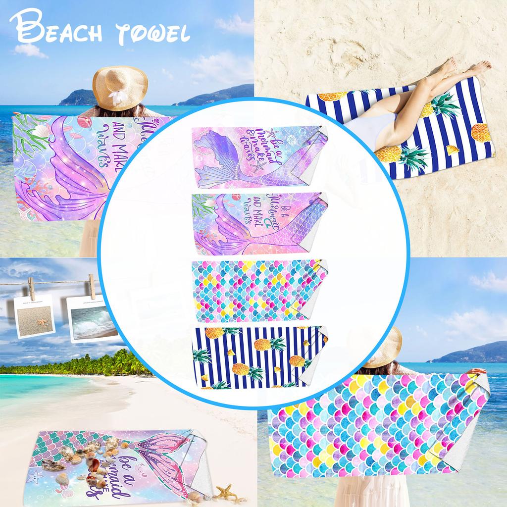 Microfiber Beach Towels Sand Quick Dry Printed Beach Towel Lightweight Camp Pool Blanket