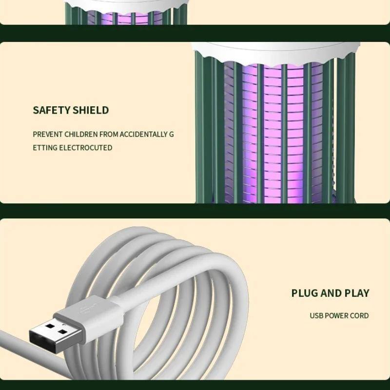 Портативная электрическая лампа от комаров USB перезаряжаемая УФ-лампа для уничтожения насекомых в помещении и на открытом воздухе для кемпинга или дома с ночником