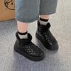 Зимние женские ботинки на толстой подошве 2025 новые зимние короткие ботинки короткие ботинки с напуском и утолщенные водонепроницаемые хлопковые туфли увеличивающие рост хлопковые ботинки