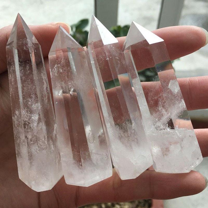 Natural White Clear Quartz Crystal Point Healing Wand Mineral Ornament Specime