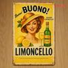 Металлическая табличка высокой четкости Buono Limoncello Ретро Итальянский плакат Винтажный лимонный ликер Настенное искусство Декор для домашнего бара Кухни
