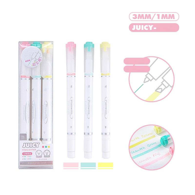 3 шт., набор двусторонних ручек-хайлайтеров, сочные и светлые цветные маркеры для чтения, рисования, художественной живописи