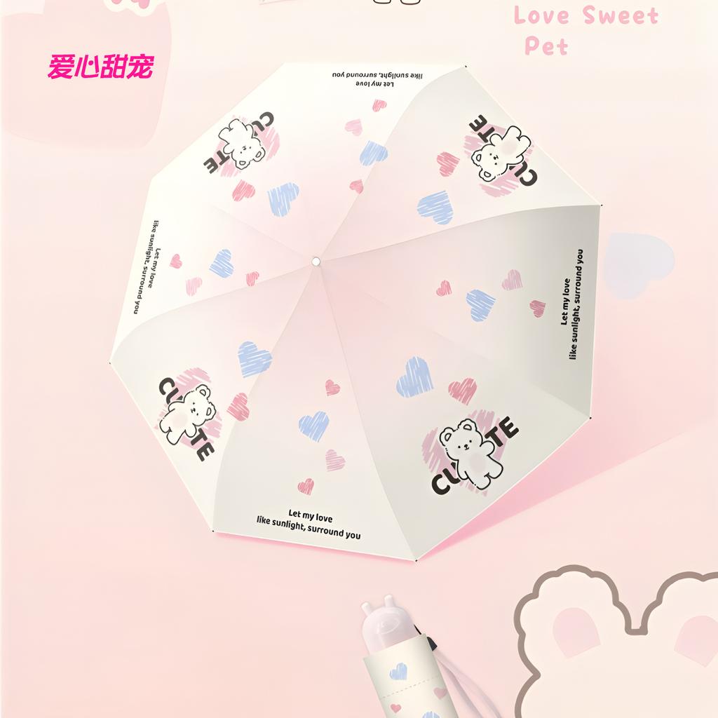 Creative Cartoon Cute Three-fold Eversion Umbrella Dual-purpose Sunscreen Umbrella Parasol Small Portable Women's Sun Umbrella