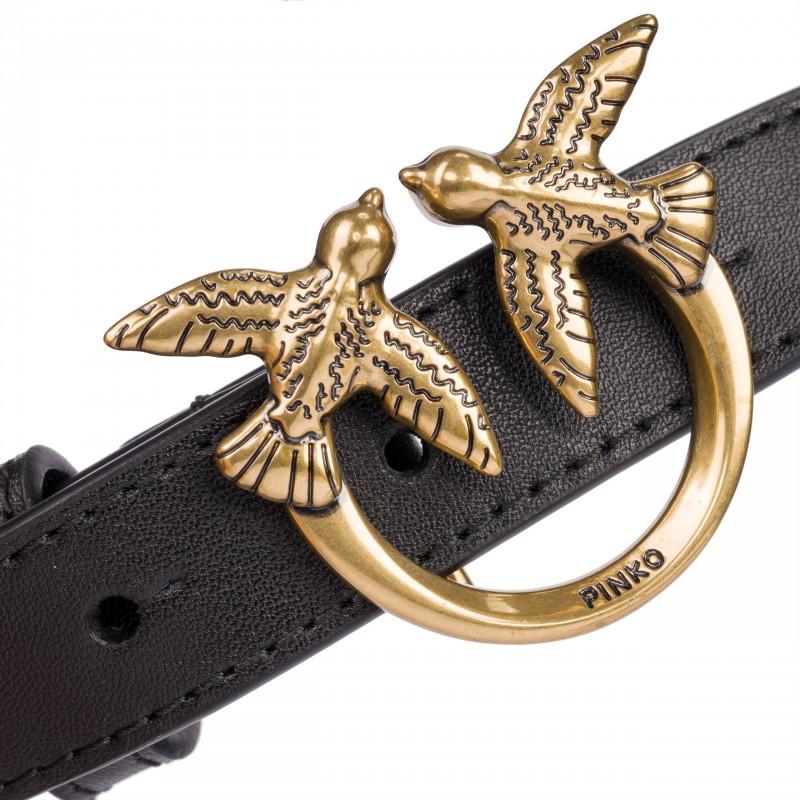 Pinko Luxury Women's Leather Belt Love Berry Small Gold - Size: M