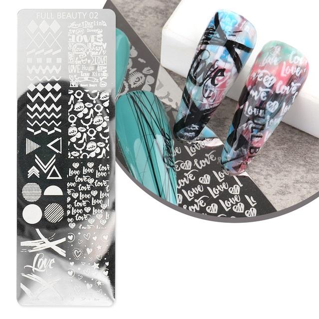 Прямоугольные штампы для дизайна ногтей своими руками, шаблоны изображений для дизайна ногтей из нержавеющей стали, 6 различных узоров