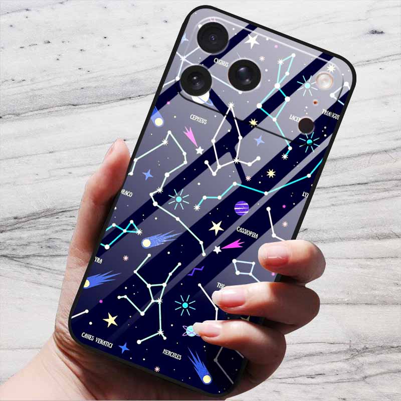 Cartoon Patterns Case For iPhone 17 Pro Plus Capa 17 Pro Max Bumper Luxury Tempered Glass Hard Back Cover iPhone17 Air Funda