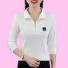 Women's Spring/Fall Long-Sleeve Collared Blouse Middle-Aged Mom Polo Shirt
