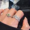Cold wind zircon square open ring niche high-end index finger ring light luxury temperament jewelry women