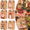 6Pcs Christmas Candy Gift Box with Tag Kraft Paper Cookie Snack Packing Bags 2024 Xmas Party Home Decoration New Year 2025