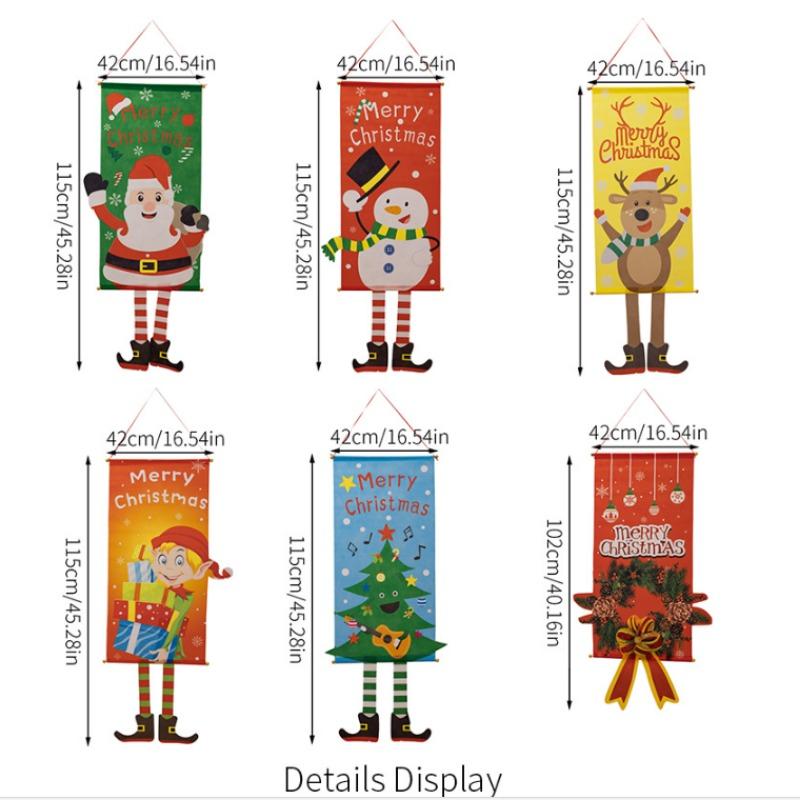 1set Merry Christmas Porch Door Banner Hanging Ornament Christmas Decoration for Home New Year Xmas Happy