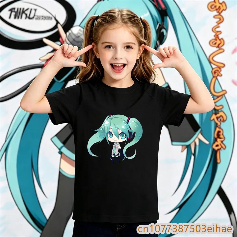 Y2K Retro Graphic Tee Hatsune Miku Pattern 2026 Summer Loose Short Sleeve Unisex Children Sportswear Stylish Wear For Boys Girls