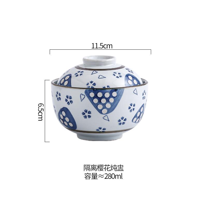 Hand-painted Ceramic Water-proof Stew Pot Small Household Stew Pot with Lid Steamed Egg Bowl Soup Porcelain Pot