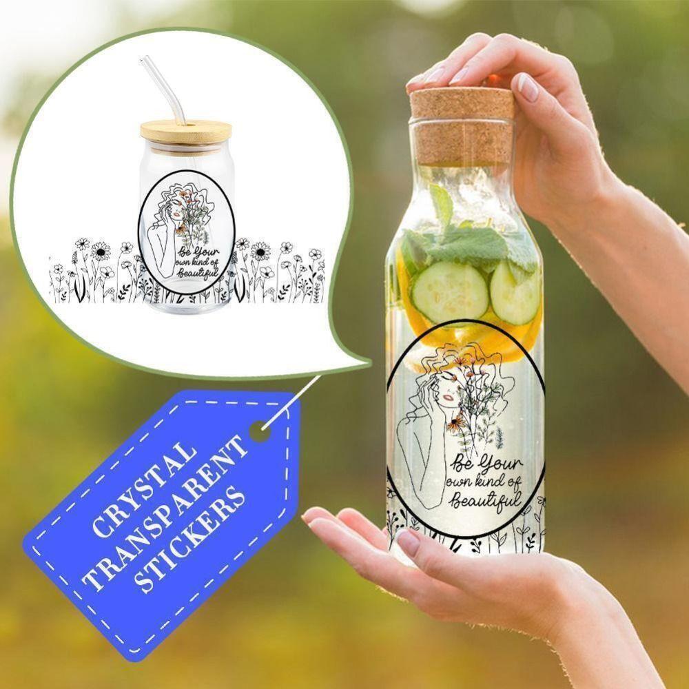 Нанесите УФ-DTF-наклейку на переводную чашку с цветочной тематикой, новые 16-унциевые обертки для чашек