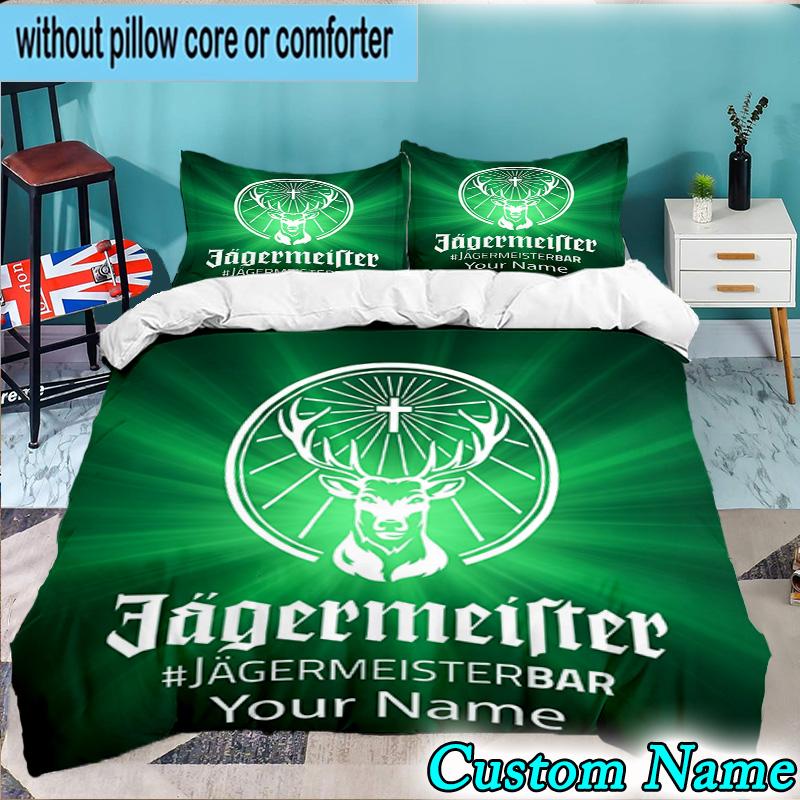 Custom Name 3PCS Jager-meister Spirit Drink Bedding Set,Including Duvet Cover And 2pcs Pillowcases Perfect for Bedroom,Dormitory,Fan Christmas gift