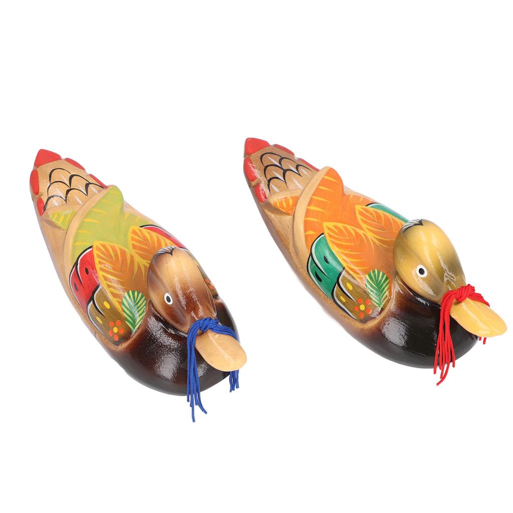 1 пара деревянных фигурок уток-мандаринок, красочные статуэтки влюбленных птиц, декоративная скульптура ручной работы