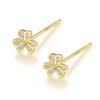 Earrings Silver 925 Silver925 Compatible with Metal Allergies Smaller Small Inconspicuous Delicate Mitsuba Clover Simple Modest Pink Gold Zirconia
